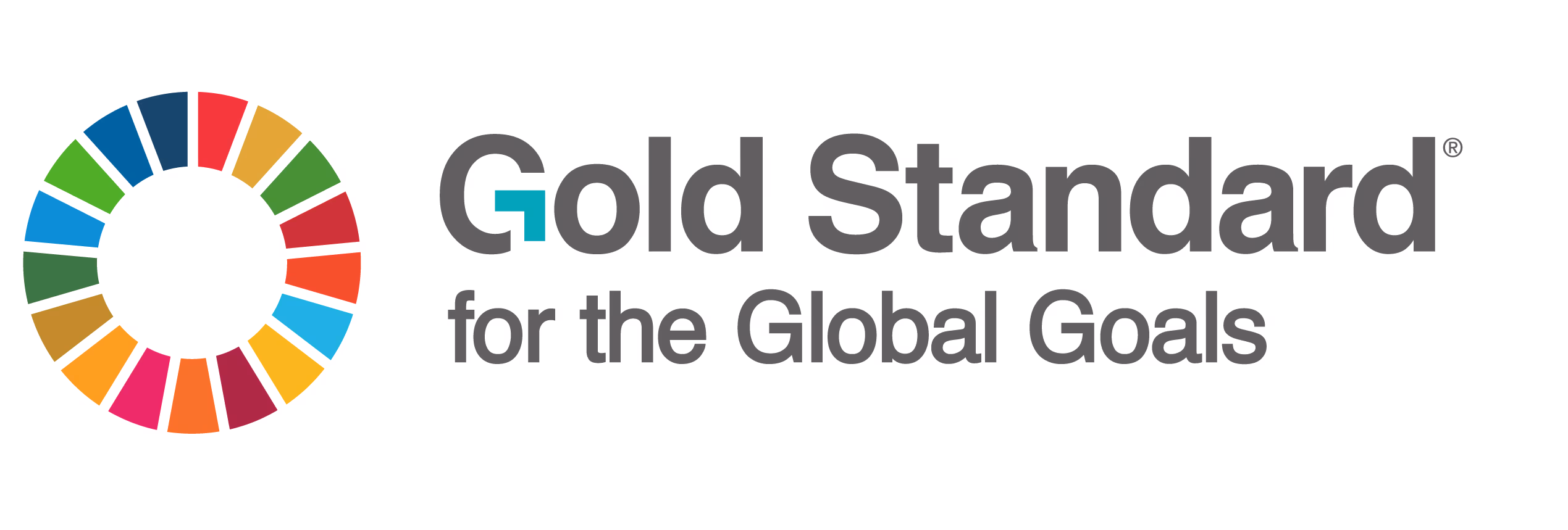 Colorful segmented ring next to the text 'Gold Standard for the Global Goals' logo.