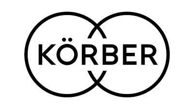 Schwarzes Körber-Logo mit zwei sich überschneidenden Kreisen um den Namen.