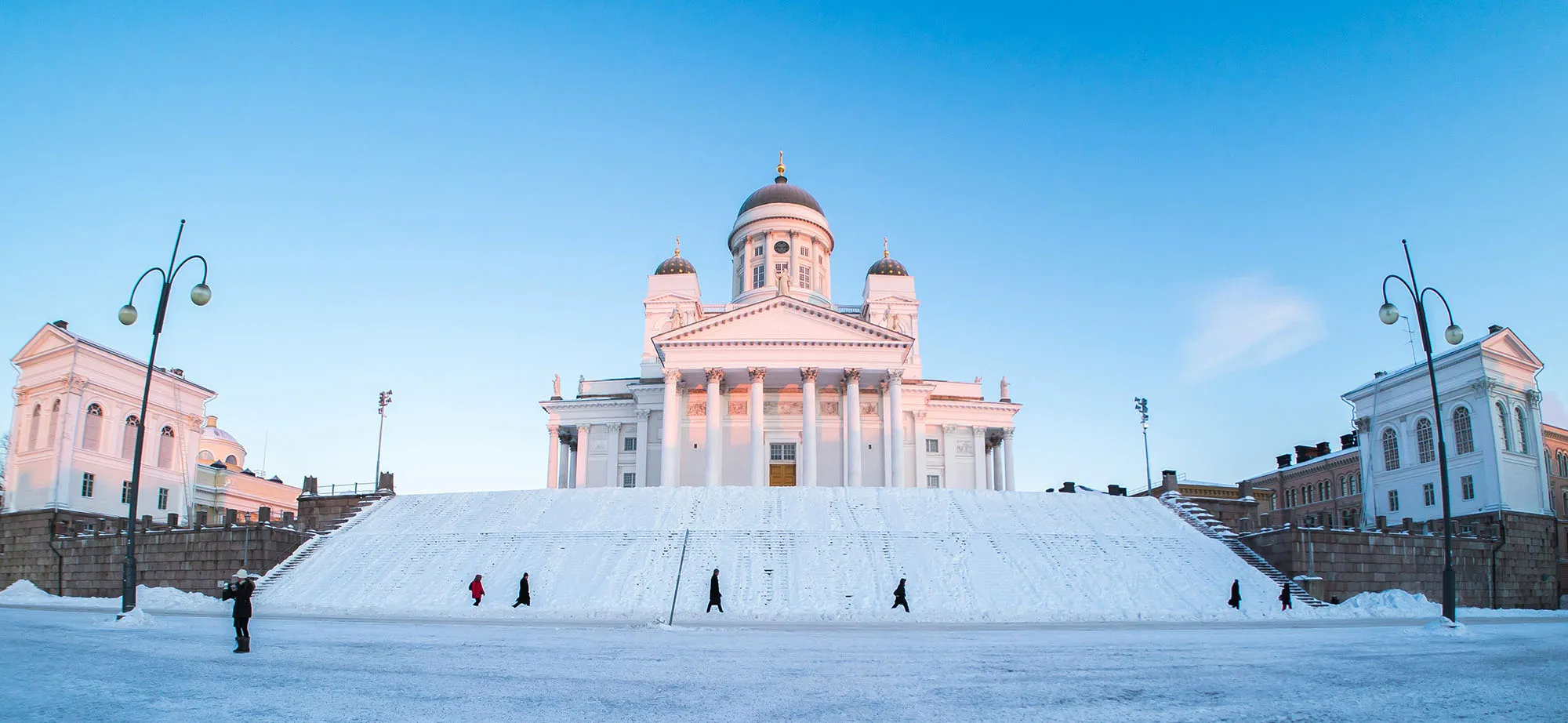 Helsinki Cathedral above Senate Square in winter