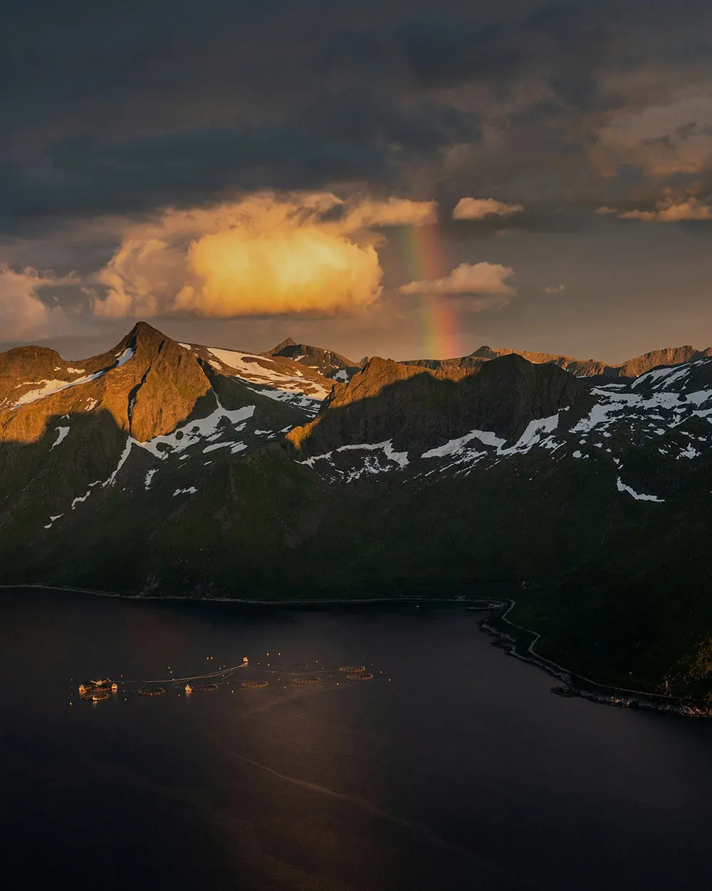 Mountain peaks illuminated by the setting sun