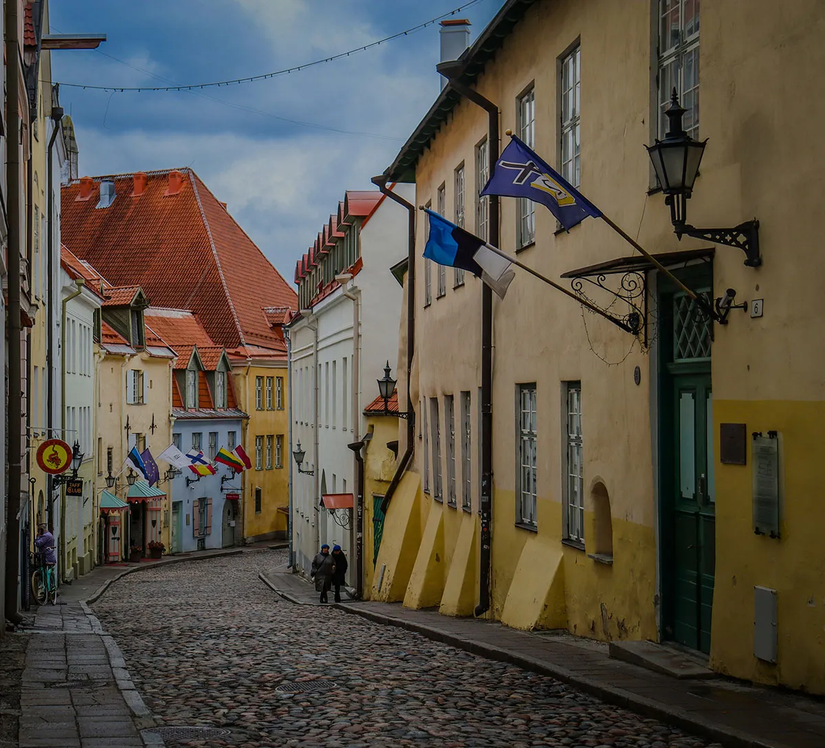 Colourful medieval street in Tallinn Old Town