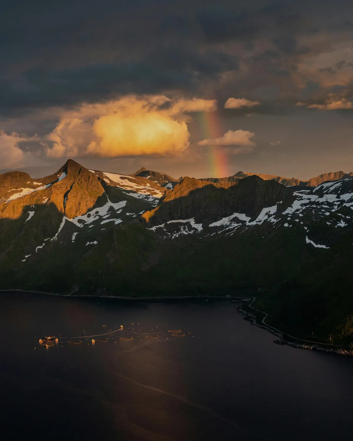 Mountain peaks illuminated by the setting sun