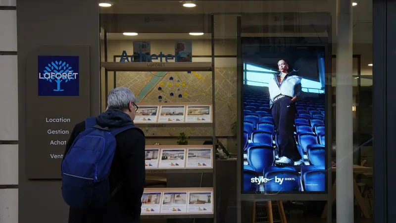 Écran vitrine affichant un contenu promotionnel personnalisé.
