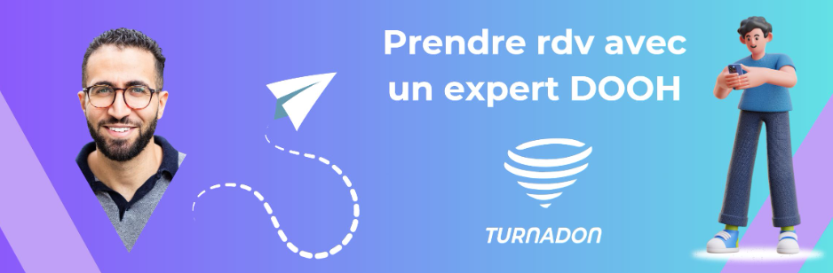 Une bannière pour prendre un rdv avec notre expert en affichage digital