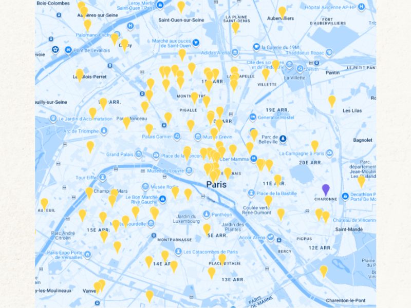 carte interactive des écrans DOOH disponibles à Paris