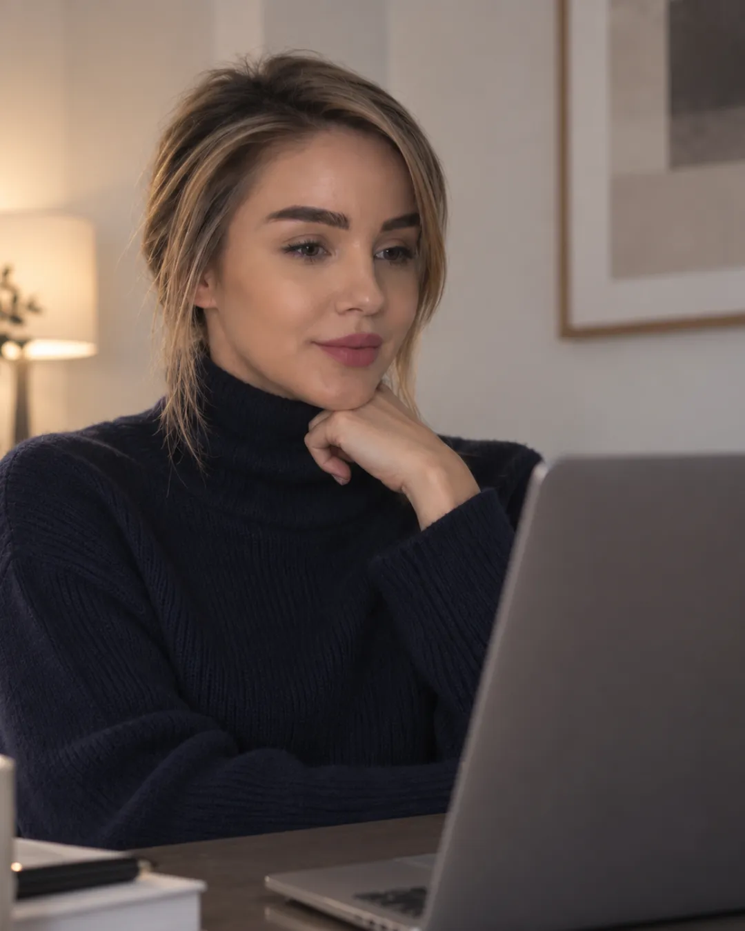 Marine Boissin travaille sur son ordinateur au bureau