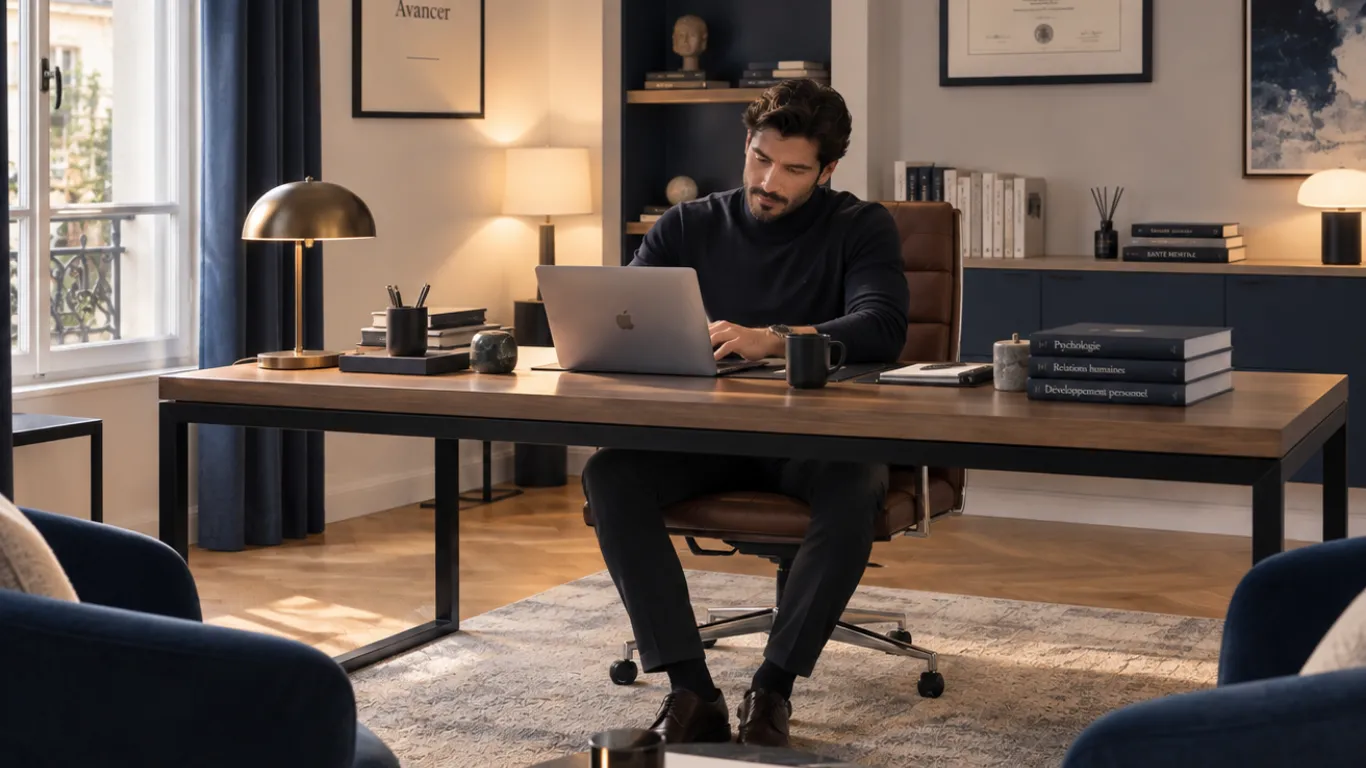 Homme psychologue travaille dans son bureau