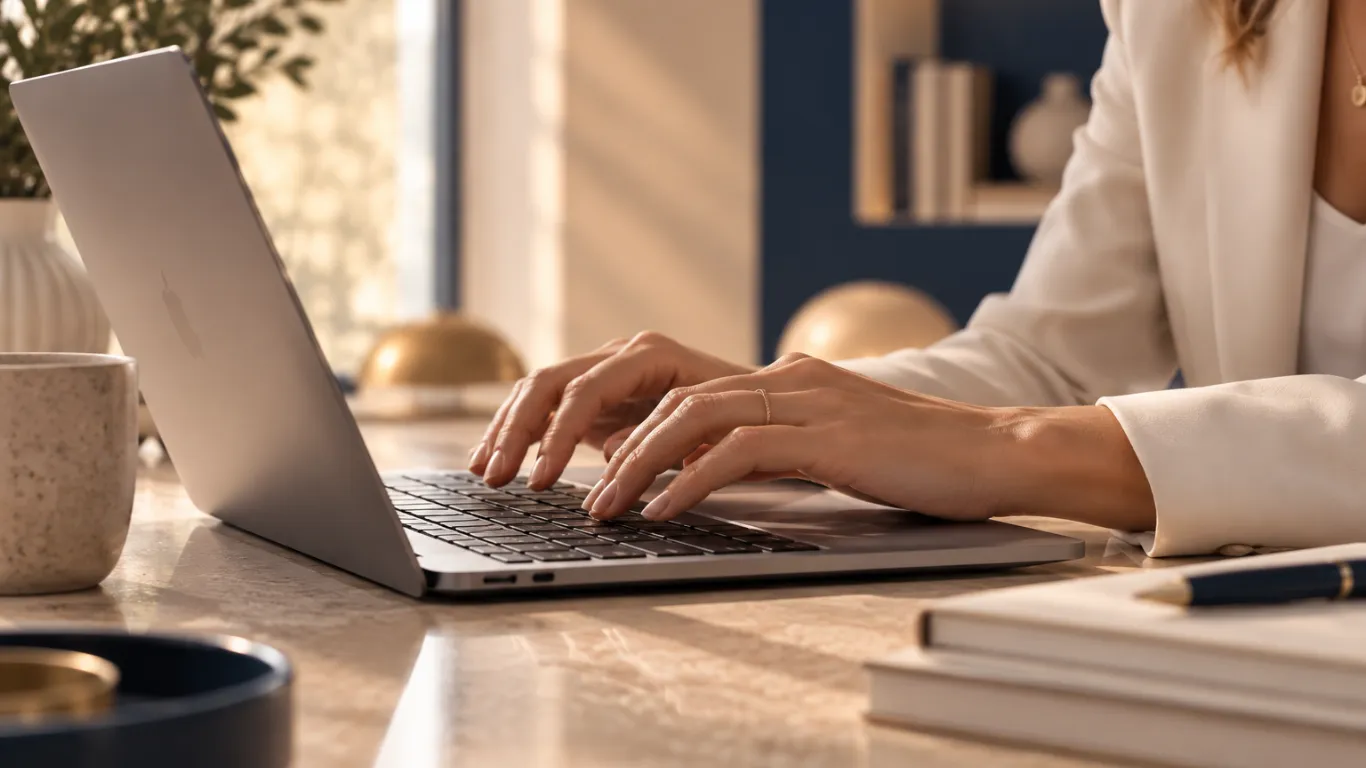 Personne qui travaille sur son ordinateur au bureau