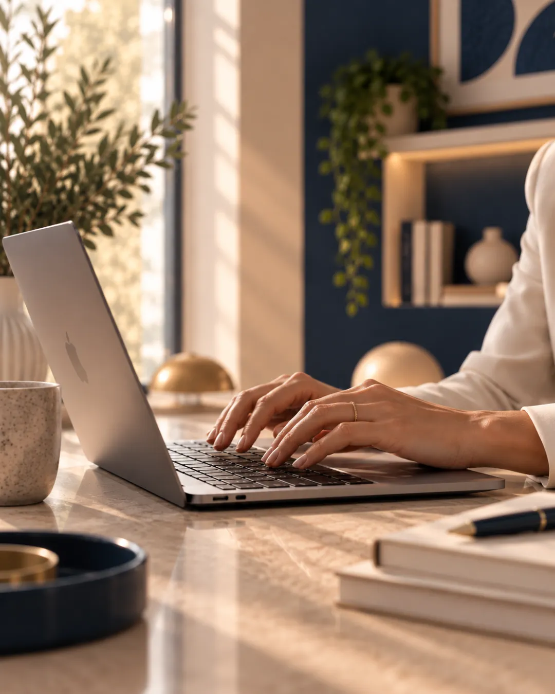 Personne qui travaille sur son ordinateur au bureau