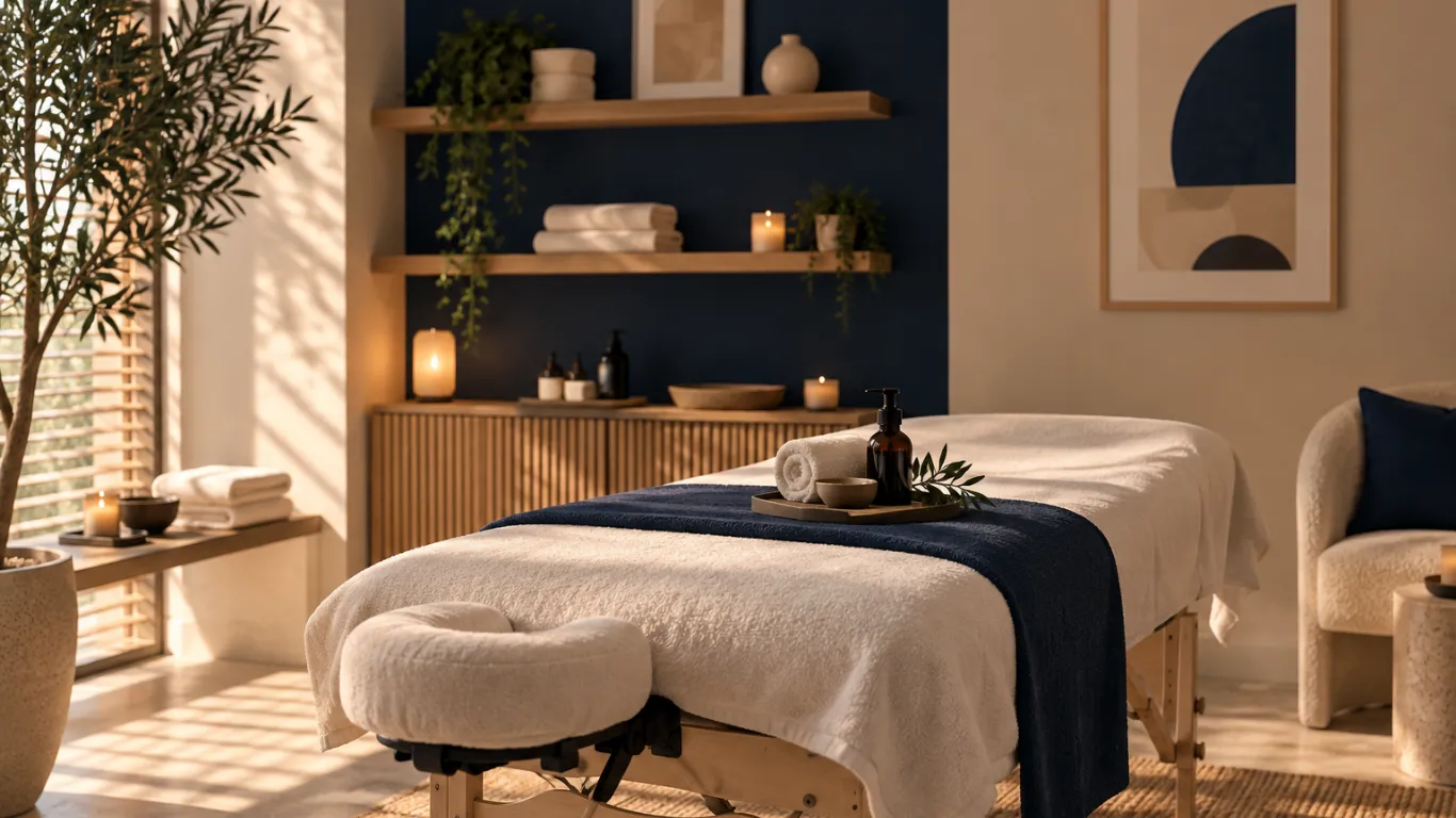 Cabinet de praticien du bien-être avec table de massage