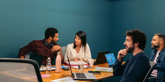 Recruiting team discussing a client's technical role requirements