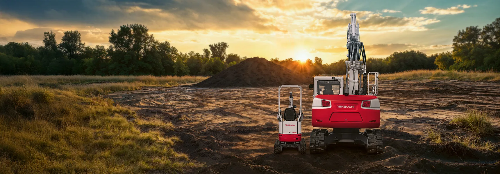 Takeuchi divi produkti saulrietā.