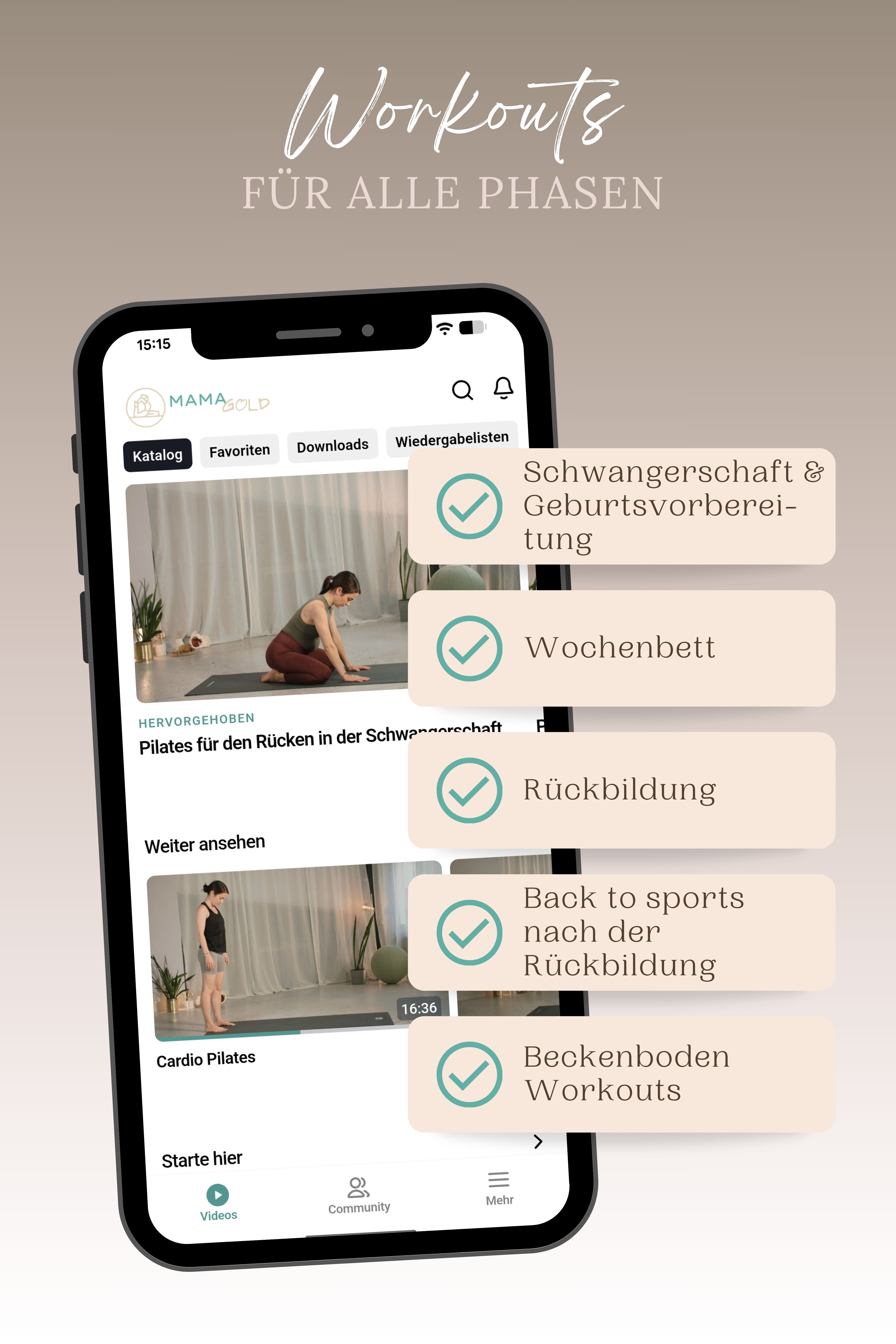 Online Mediathek Mamagold mit Pilates Videos