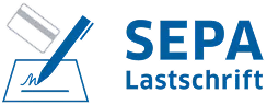 Symbol eines Stifts, der eine Lastschrift unterzeichnet, neben dem Schriftzug SEPA Lastschrift.