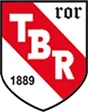 Wappen mit diagonaler rot-weißer Teilung, Schriftzeichen 'TBR', 'ror' und Jahreszahl '1889'.