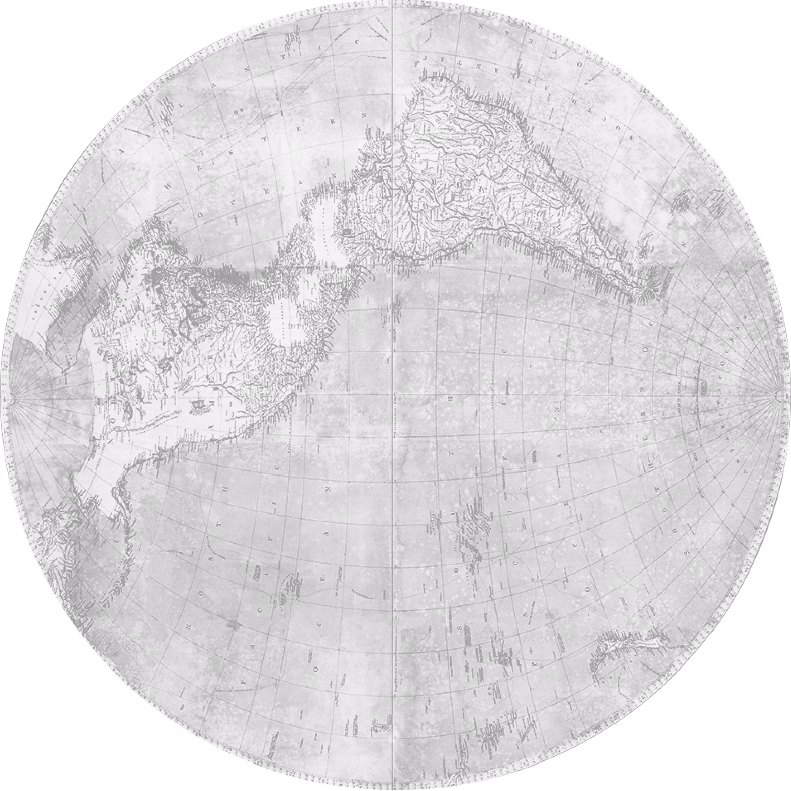 Black and white vintage map focusing on the Arctic region with detailed coastlines and islands.