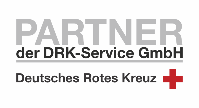 Text reading 'PARTNER der DRK-Service GmbH' above 'Deutsches Rotes Kreuz' with a red cross symbol.