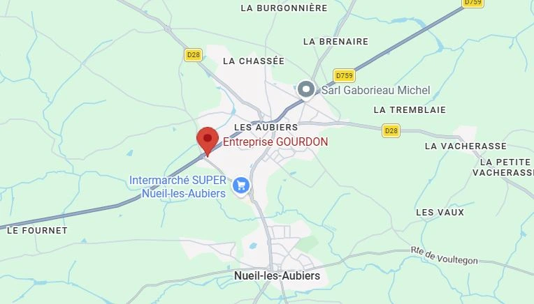 Carte zone intervention Entreprise Gourdon - 30 km autour de Nueil-les-Aubiers, Bressuire, Cholet (79-49)