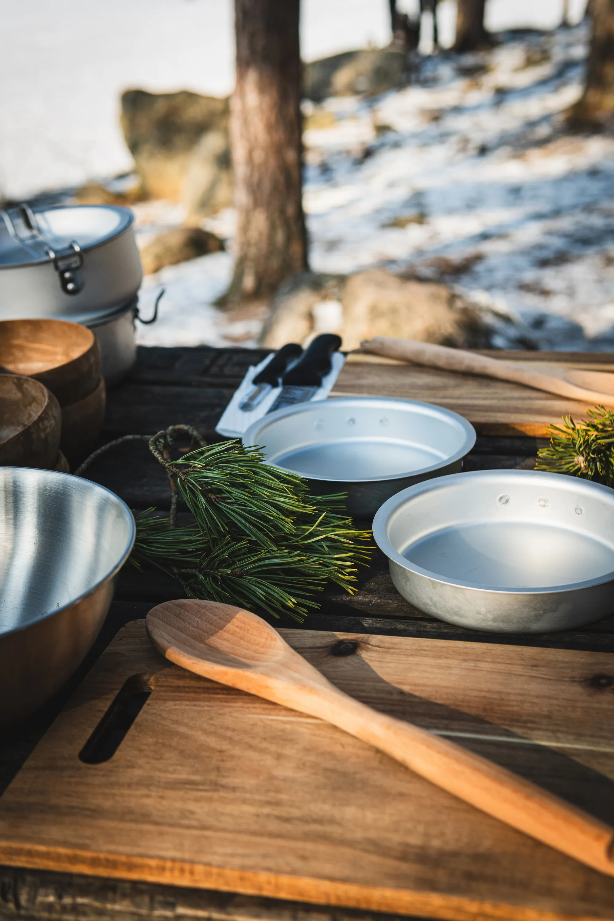 Traditional Finnish salmon soup cooking experience in a forest setting