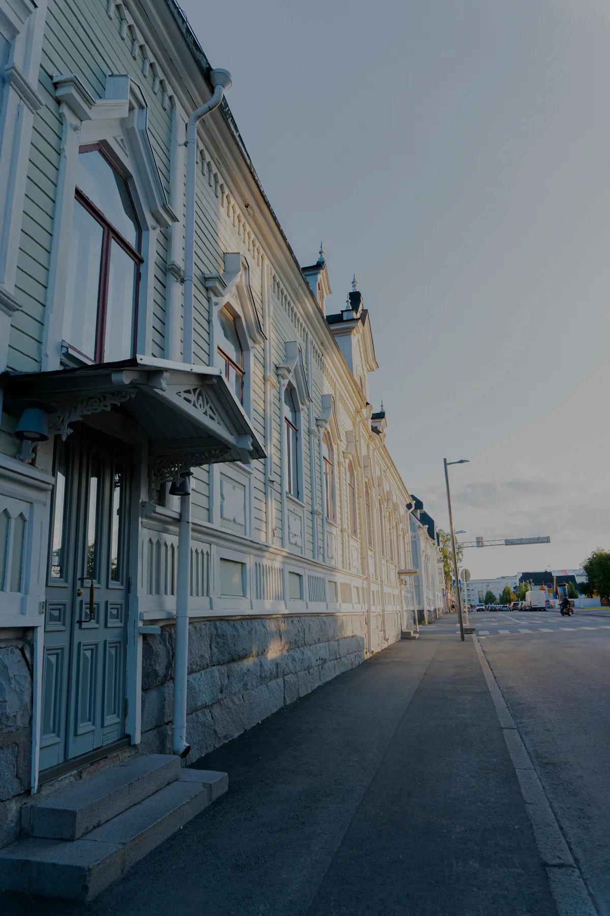 Cobblestone street and colourful wooden houses in Porvoo Old Town