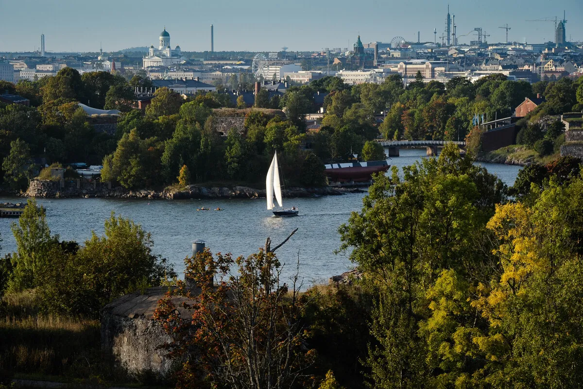 Helsinki coastline and island views during a private archipelago boat tour