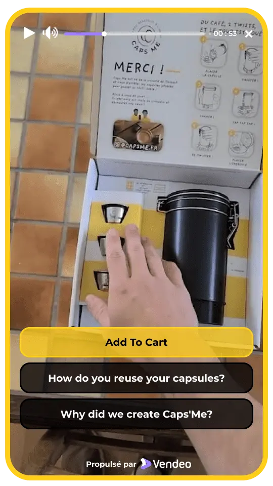 Example of an interactive video pop-up to present your product