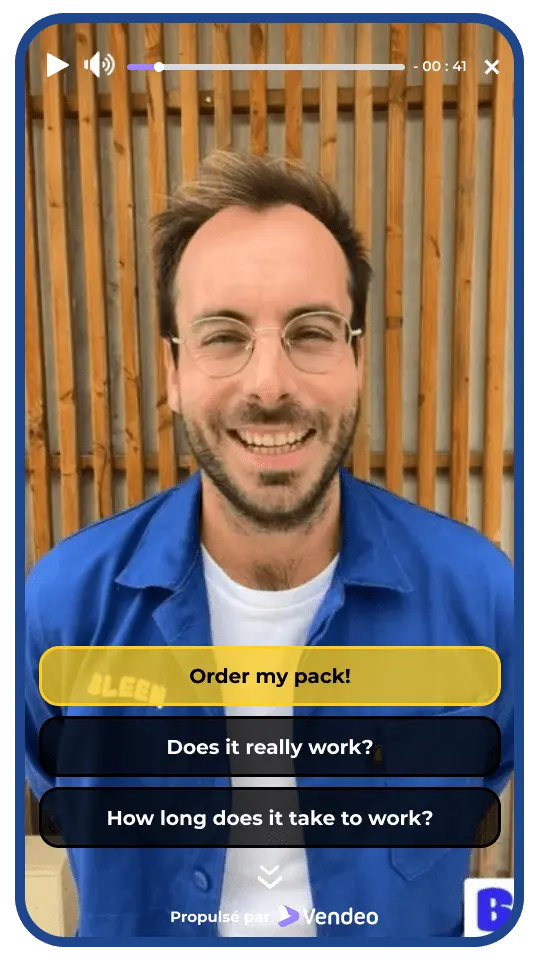 Example of an interactive video pop-up for Reassurance