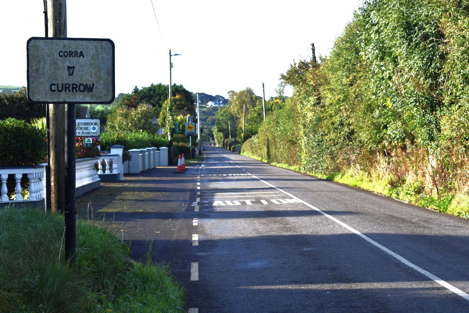 Currow village name sign beside the road