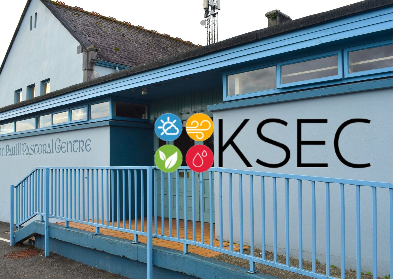 Kerry Sustainable Energy Co-operative logo over the St John Paul II Pastoral Centre