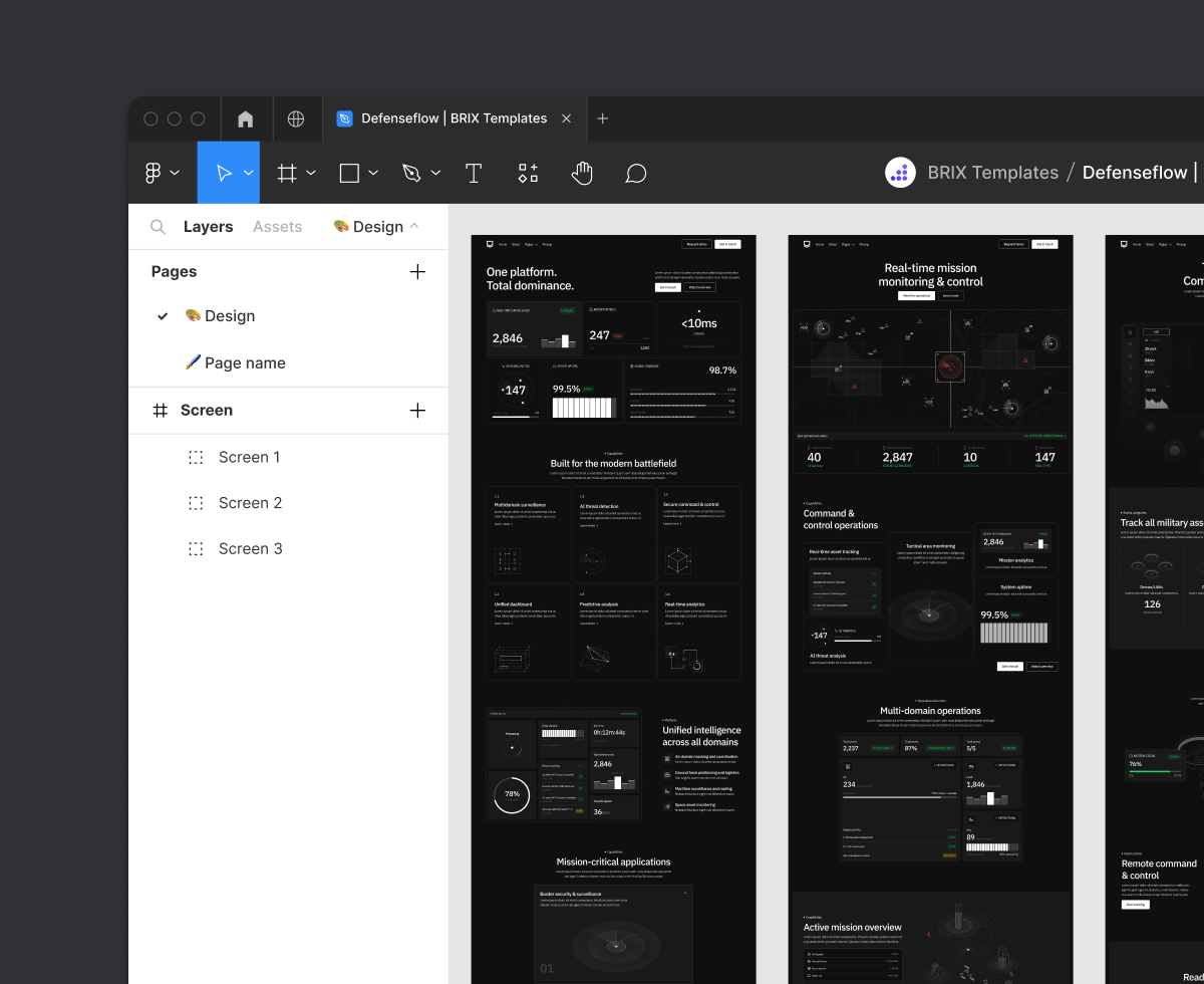 Defenseflow Figma File Included Defense Platform Webflow Template