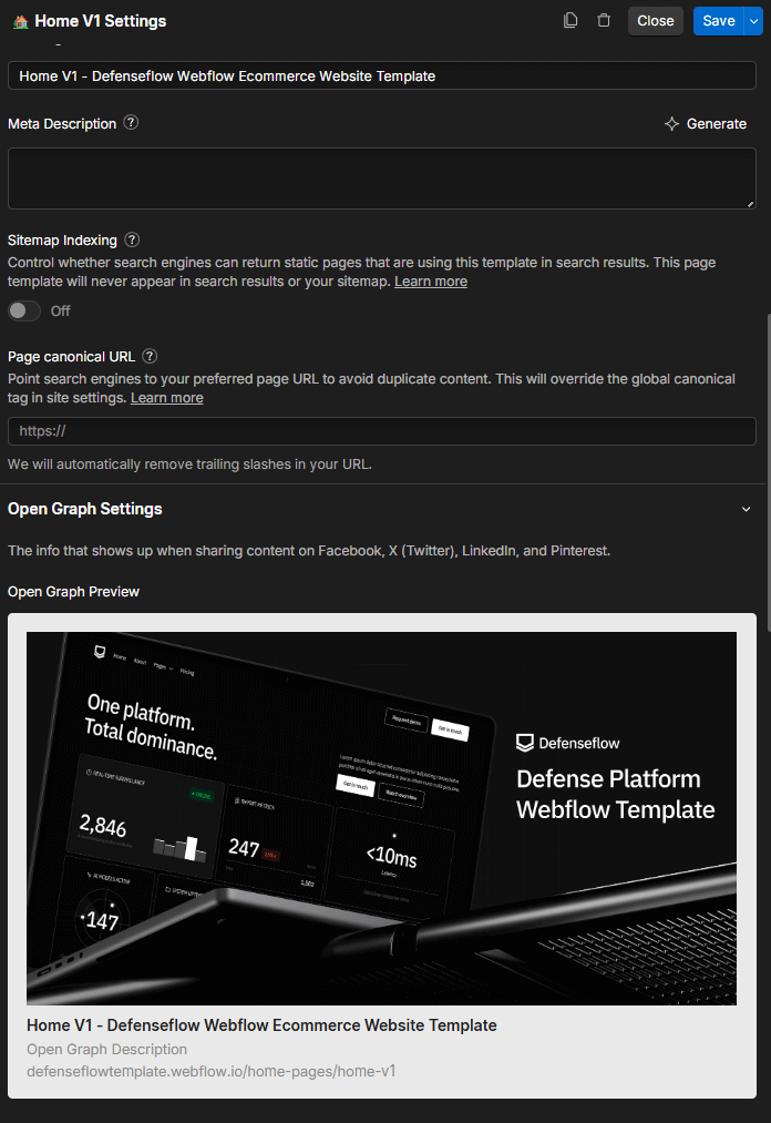 Defenseflow Webflow Template Meta Configuration Brix Template