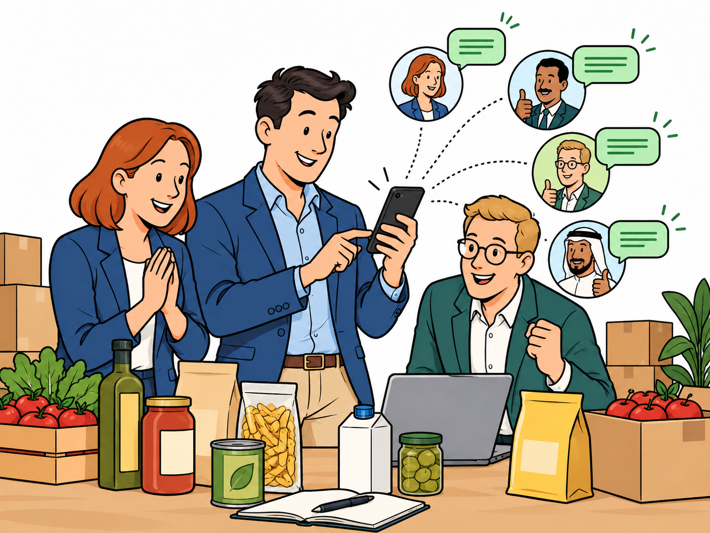 A sales team celebrating replies from several reactivated buyers
