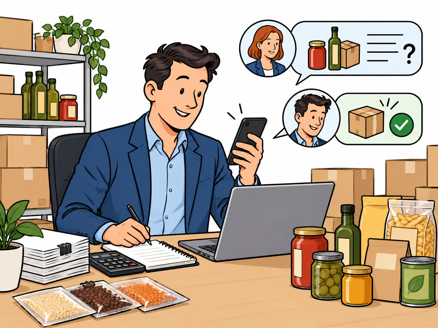 A distributor replying to a buyer's product question with a confirmed order