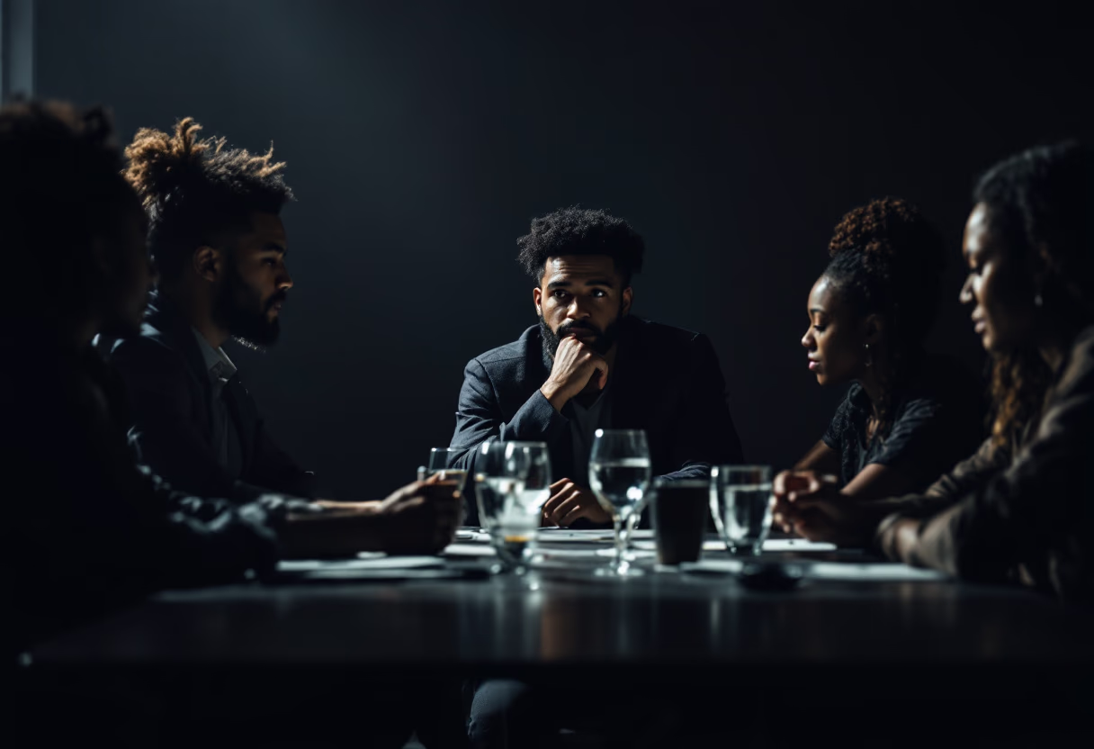 image of a diverse team in a meeting (for a edtech)