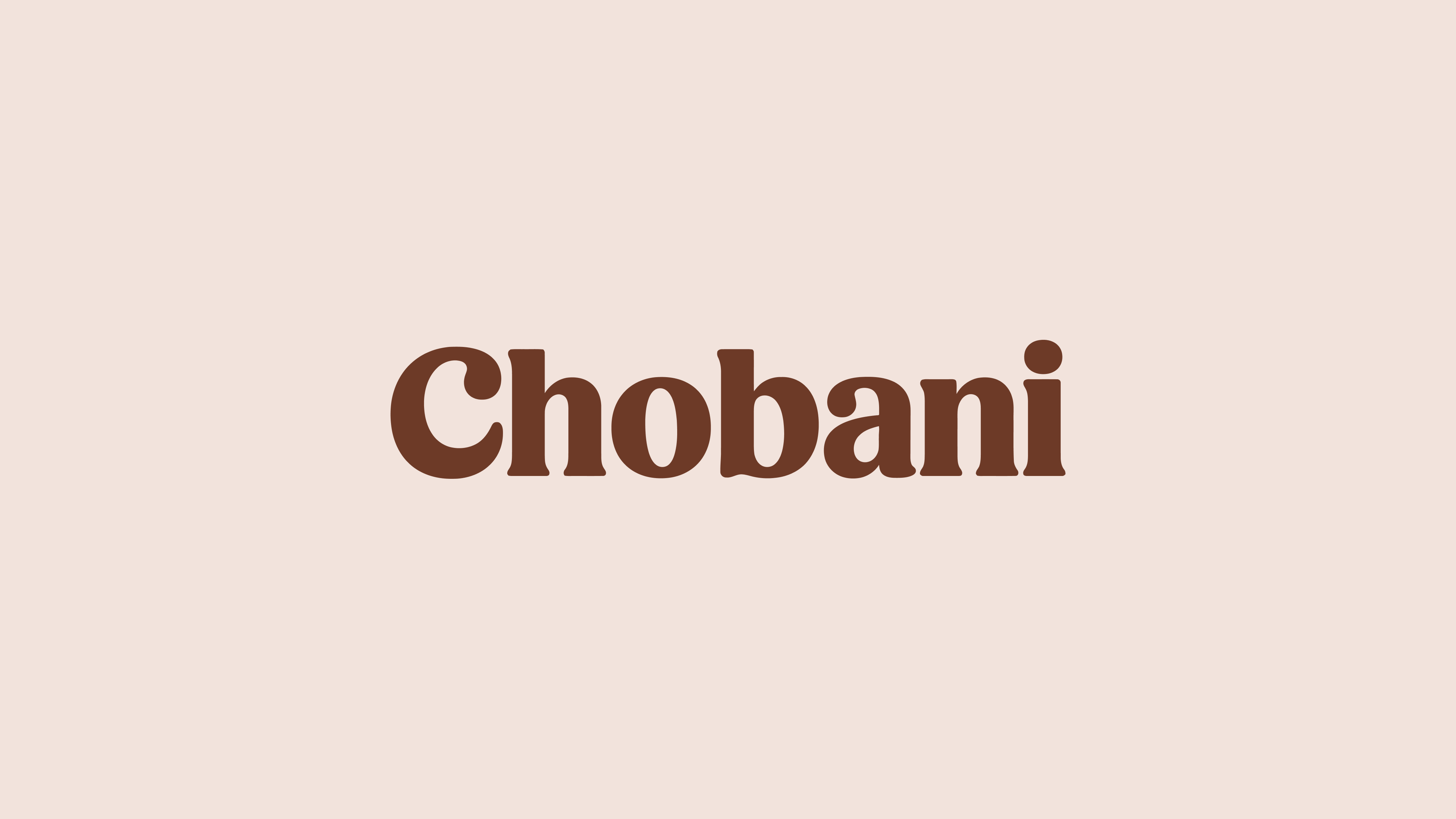 Chobani logo on a pale pink background