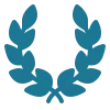 Blue laurel wreath icon.
