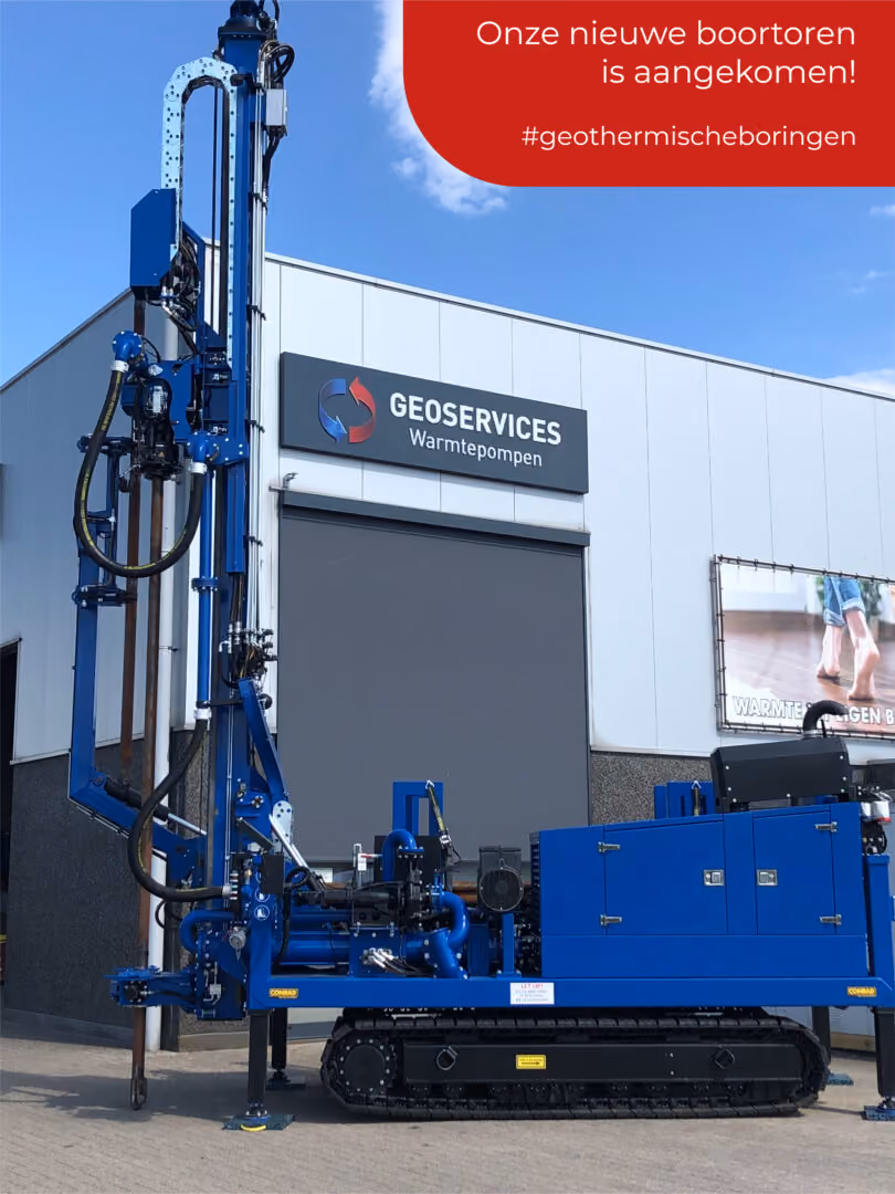 De nieuwe Conrad Boxer 200 boortoren voor het gebouw van Geoservices in Rijkevorsel