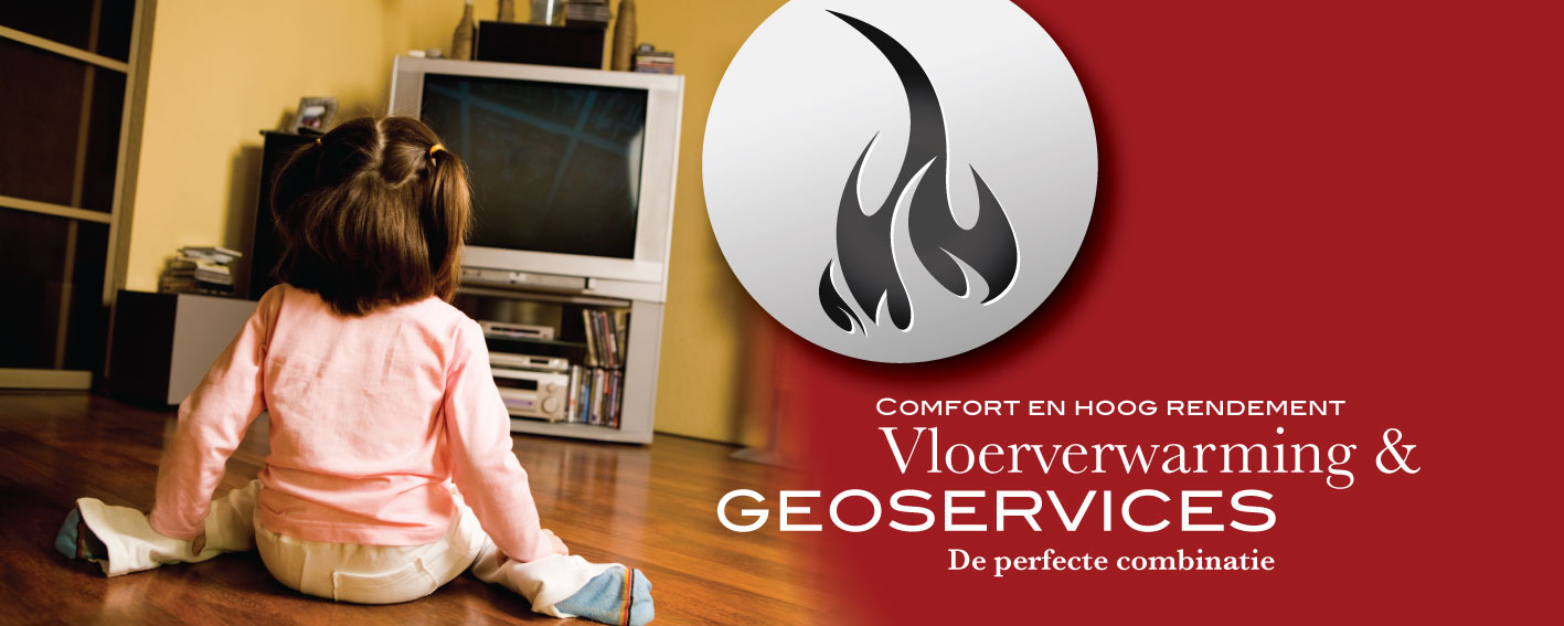 Banner van Geoservices over vloerverwarming: comfort en hoog rendement