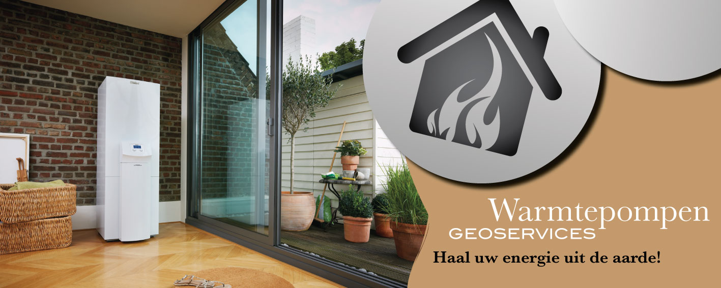 Banner van Geoservices over warmtepompen: haal uw energie uit de aarde