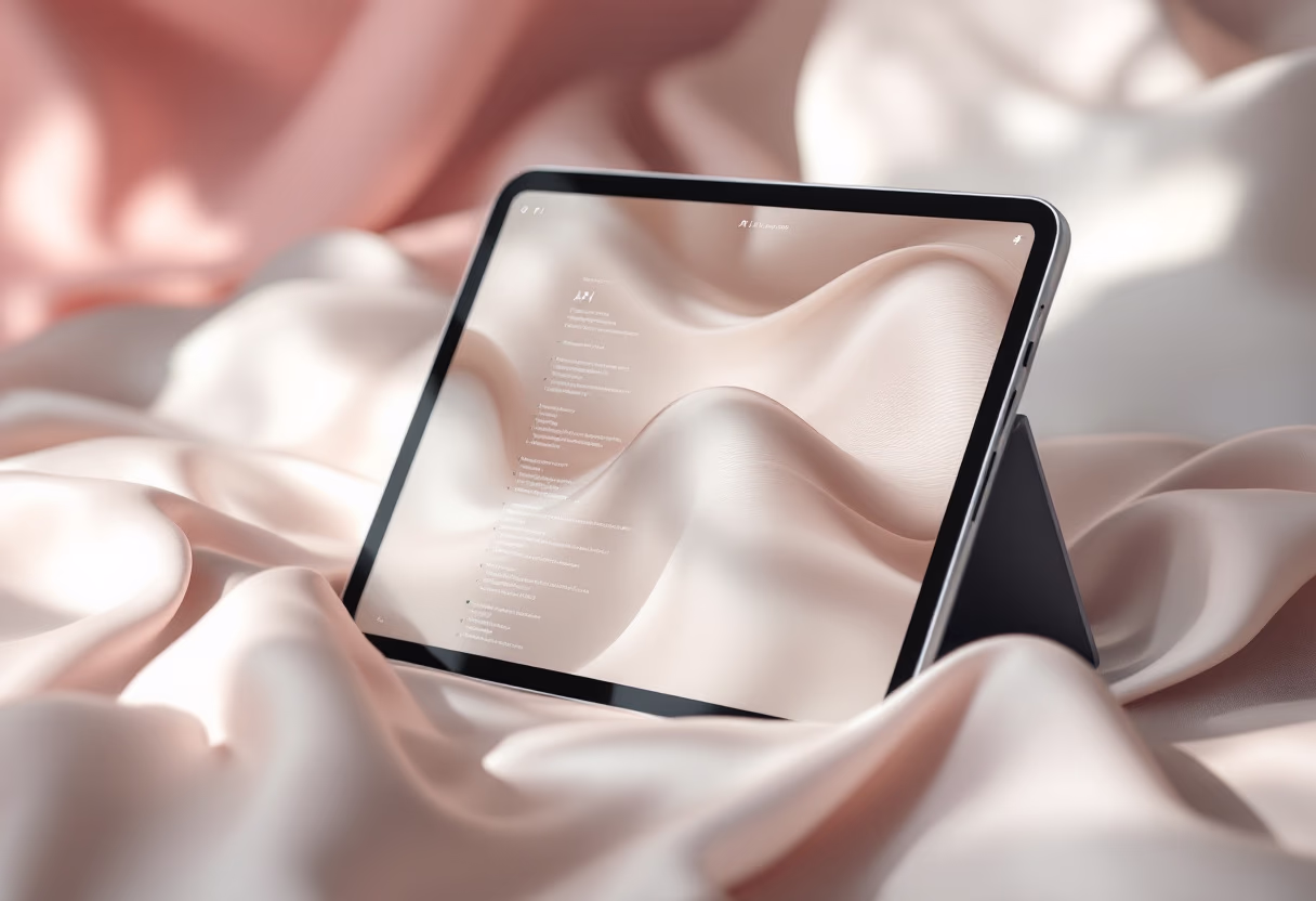 [interface] screenshot of api documentation for a ai legal tech company on a tablet