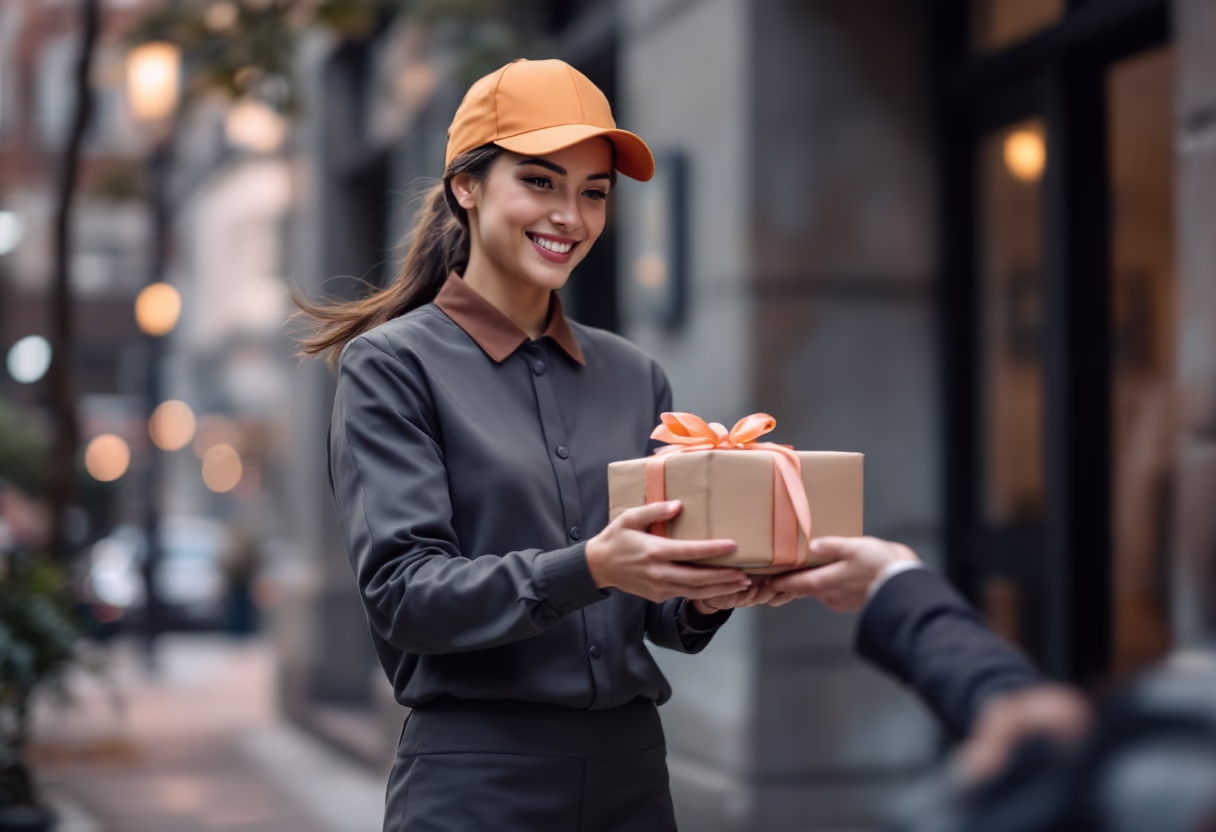 image of express delivery service (for a courier & delivery service) - package hand-off