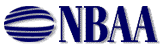 NBAA logo with blue striped globe design and bold blue letters NBAA.