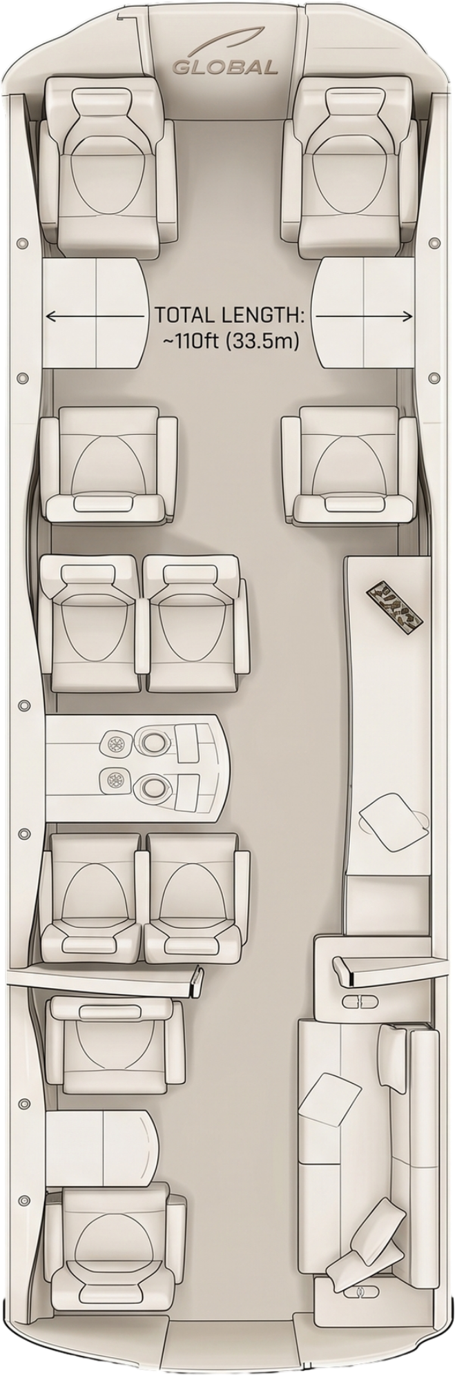 Global 5000 cabin floor plan