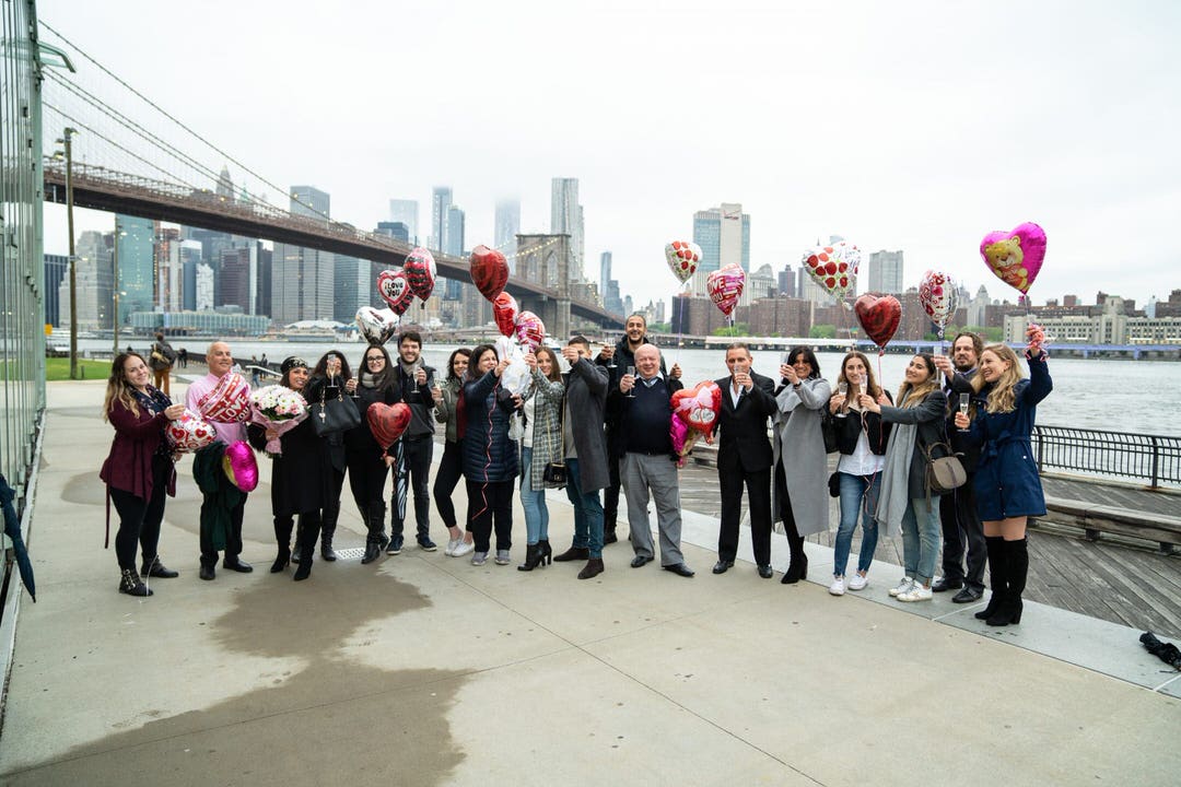 a perfect proposal involving family and friends