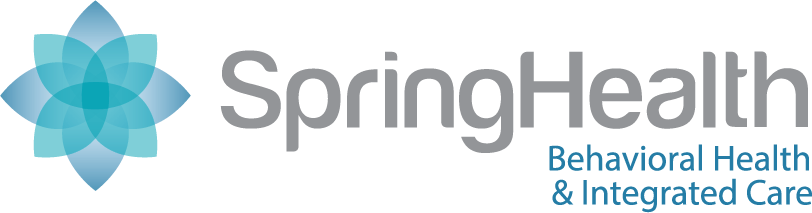 Spring Health logo featuring a stylized blue and teal flower icon with the text 'SpringHealth Behavioral Health & Integrated Care.'