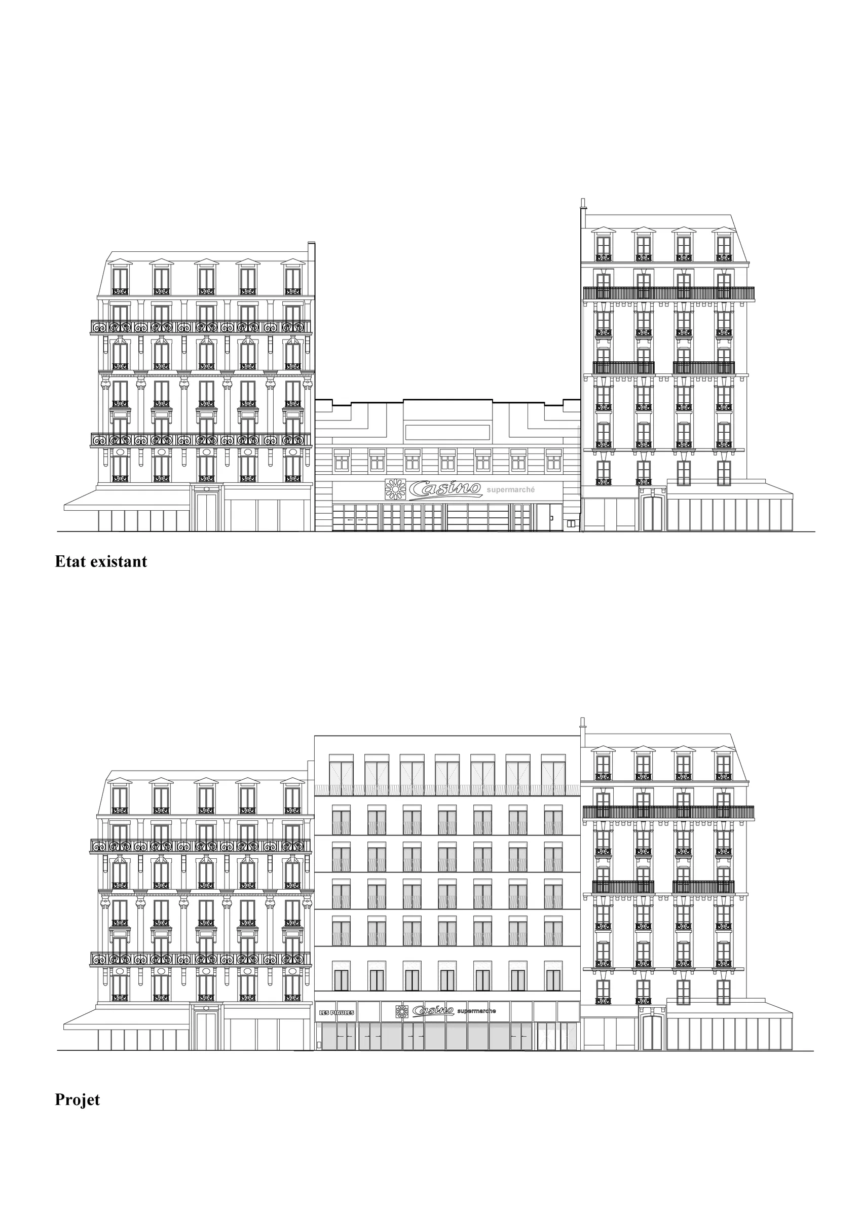 Plan — surélévation d'une auberge de jeunesse Les Piaules, place de la Nation, Paris 12e