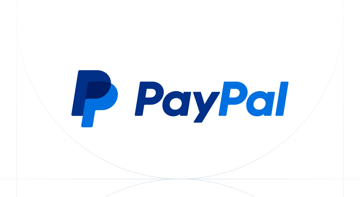 PayPal logo with overlapping blue double P icon and the word PayPal in blue text.