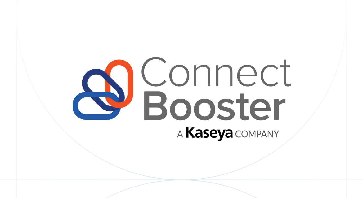 Connect Booster logo with three linked loops and text mentioning Kaseya company.
