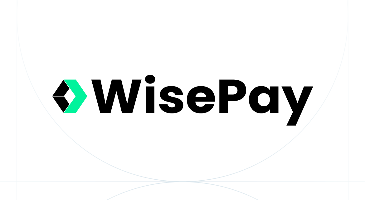 WisePay company logo with black text and a green and black geometric icon.