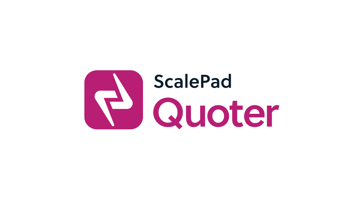 ScalePad Quoter logo with a stylized icon and text on a white background.
